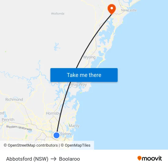 Abbotsford (NSW) to Boolaroo map
