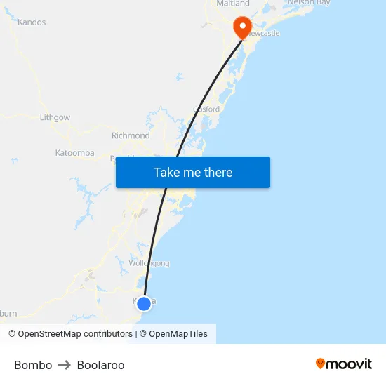Bombo to Boolaroo map