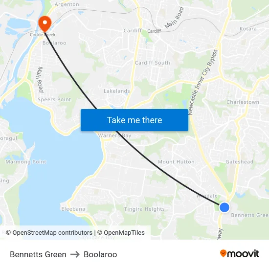 Bennetts Green to Boolaroo map