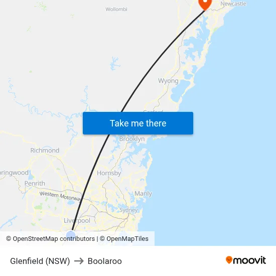 Glenfield (NSW) to Boolaroo map