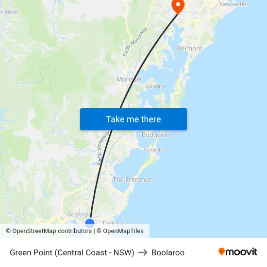 Green Point (Central Coast - NSW) to Boolaroo map