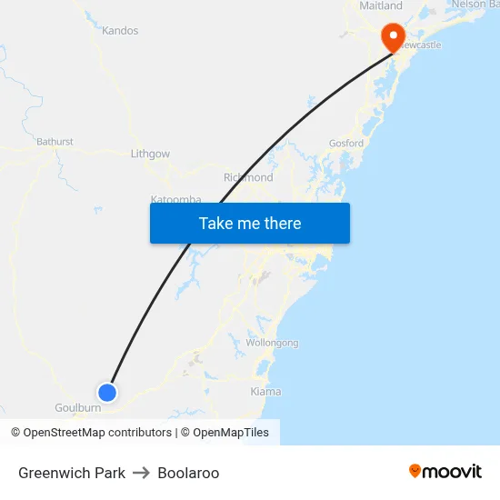 Greenwich Park to Boolaroo map