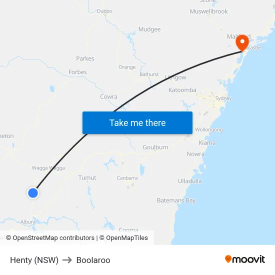 Henty (NSW) to Boolaroo map