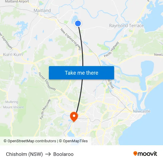 Chisholm (NSW) to Boolaroo map