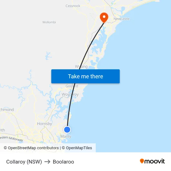 Collaroy (NSW) to Boolaroo map