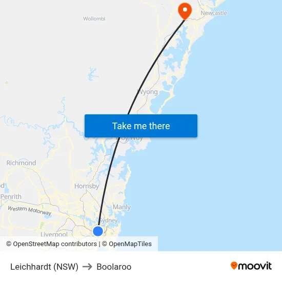 Leichhardt (NSW) to Boolaroo map