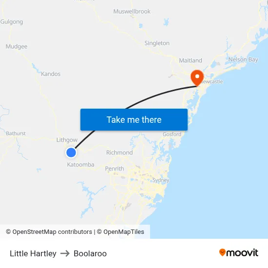 Little Hartley to Boolaroo map