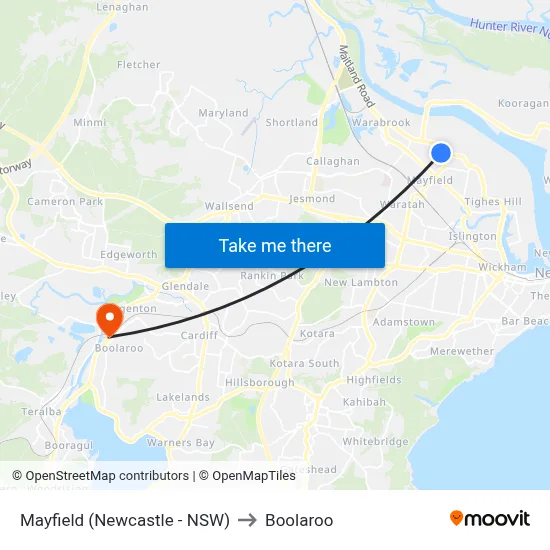 Mayfield (Newcastle - NSW) to Boolaroo map