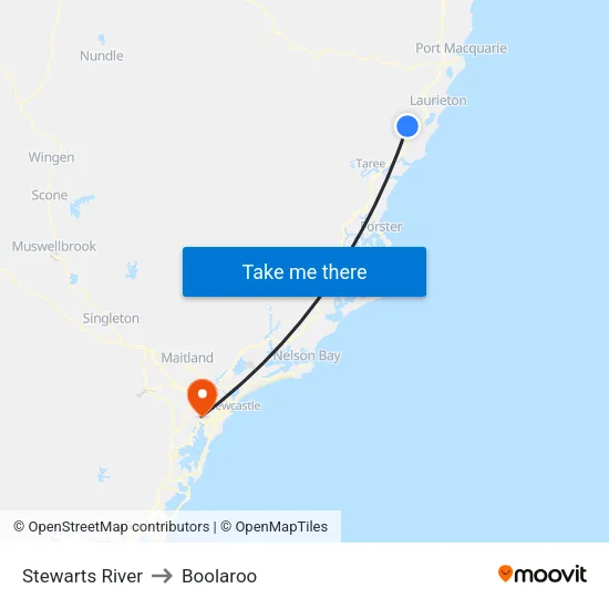 Stewarts River to Boolaroo map