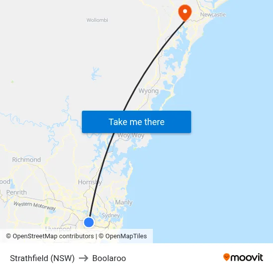 Strathfield (NSW) to Boolaroo map