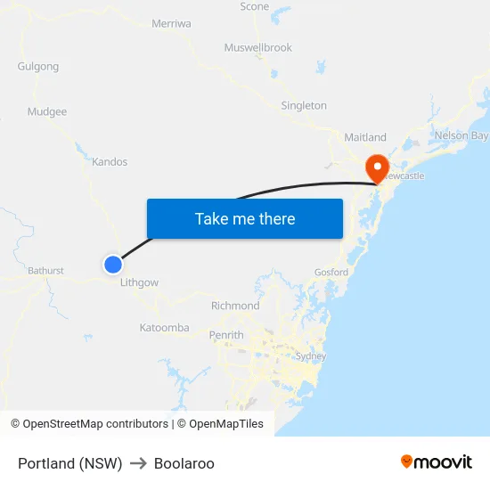 Portland (NSW) to Boolaroo map