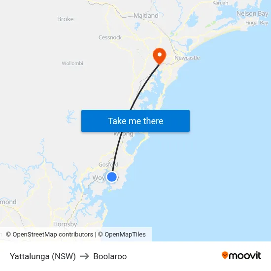 Yattalunga (NSW) to Boolaroo map