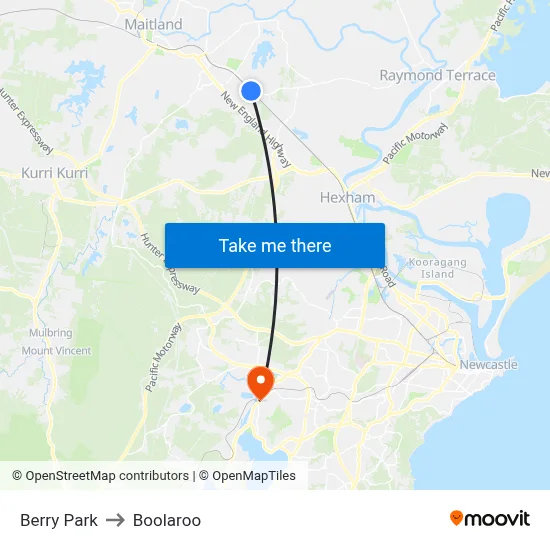 Berry Park to Boolaroo map