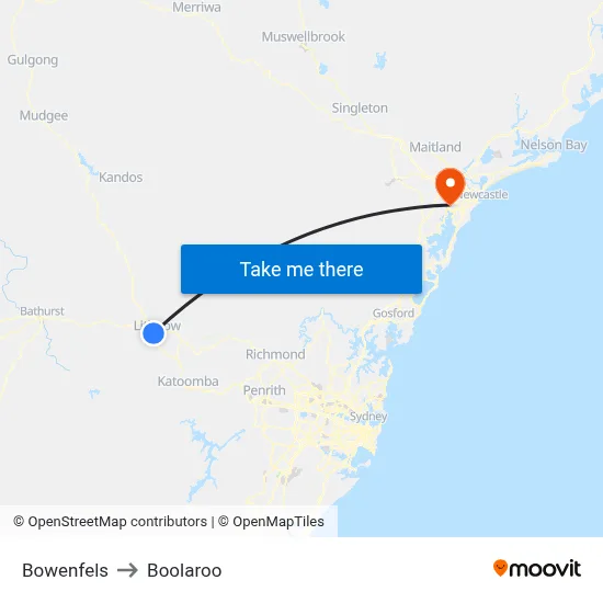 Bowenfels to Boolaroo map
