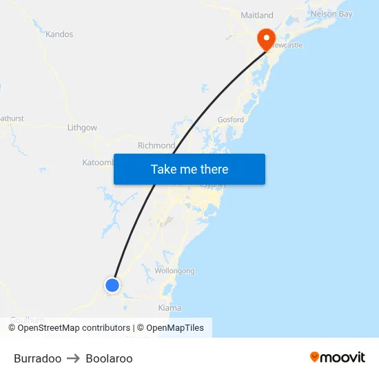 Burradoo to Boolaroo map