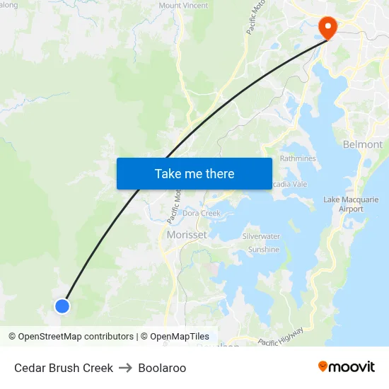 Cedar Brush Creek to Boolaroo map