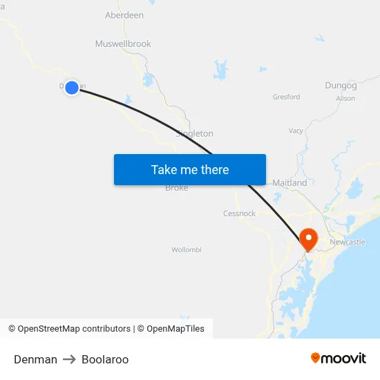 Denman to Boolaroo map