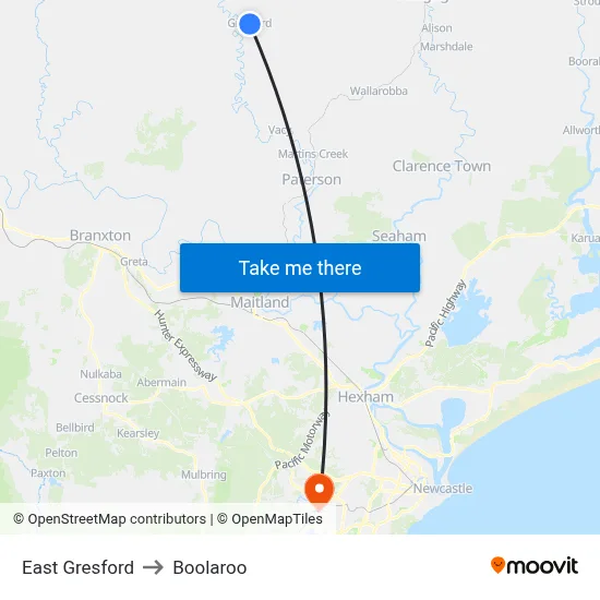 East Gresford to Boolaroo map