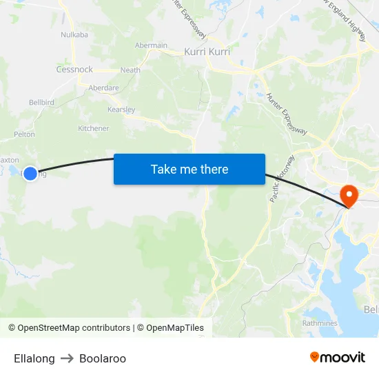 Ellalong to Boolaroo map