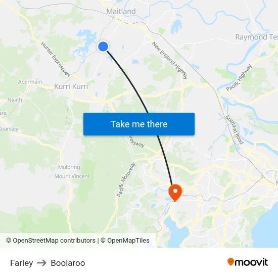Farley to Boolaroo map