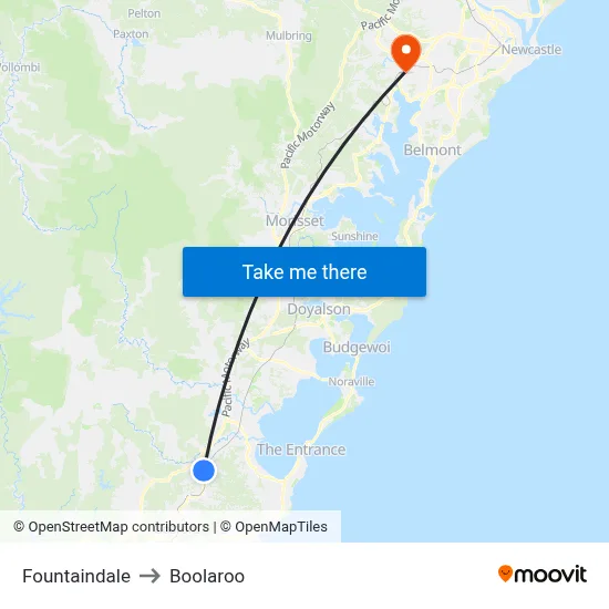 Fountaindale to Boolaroo map