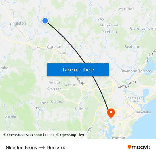 Glendon Brook to Boolaroo map