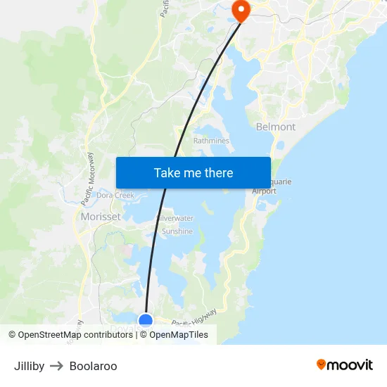 Jilliby to Boolaroo map