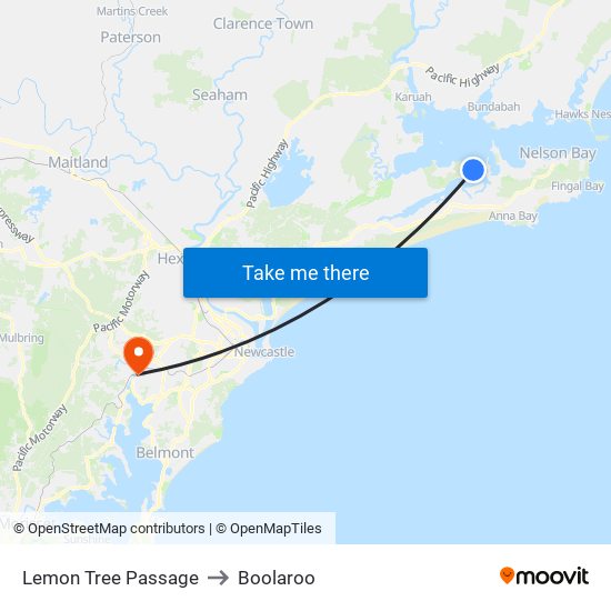 Lemon Tree Passage to Boolaroo map