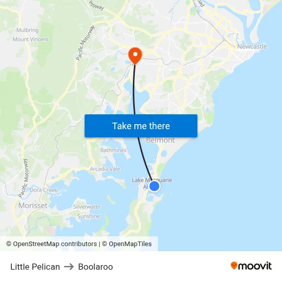 Little Pelican to Boolaroo map