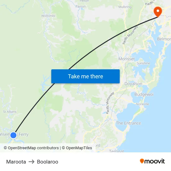 Maroota to Boolaroo map