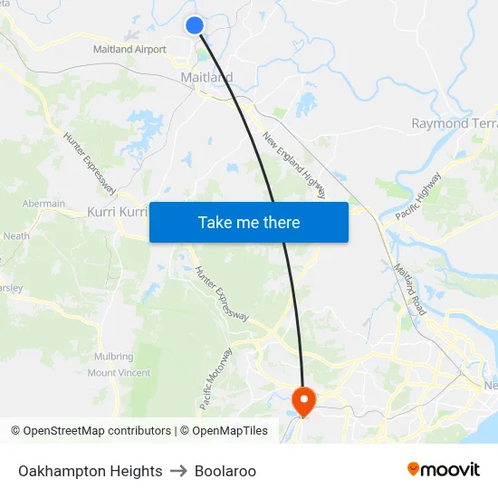 Oakhampton Heights to Boolaroo map