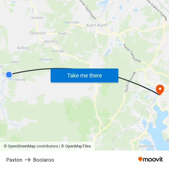 Paxton to Boolaroo map
