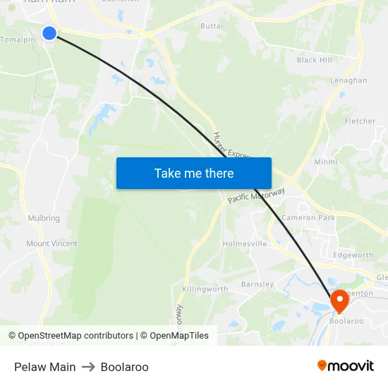 Pelaw Main to Boolaroo map