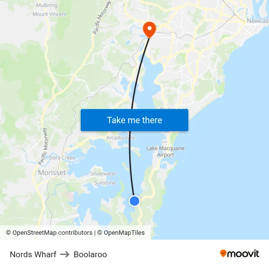 Nords Wharf to Boolaroo map