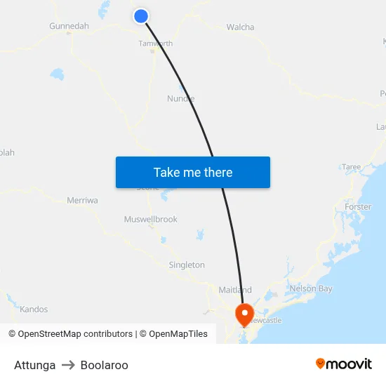Attunga to Boolaroo map