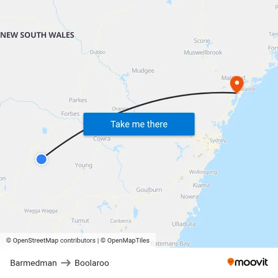 Barmedman to Boolaroo map
