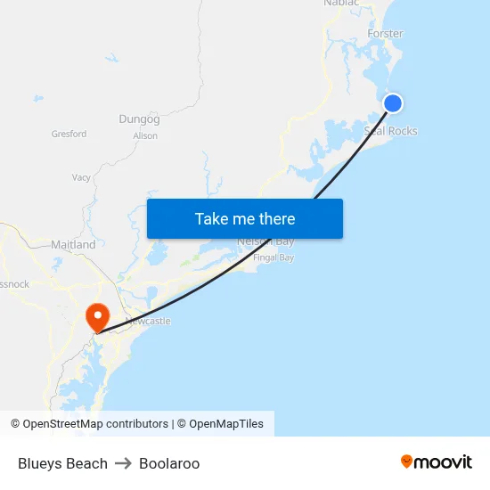 Blueys Beach to Boolaroo map