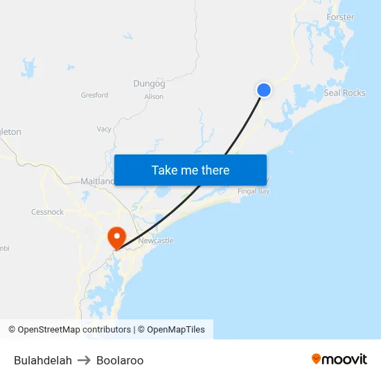 Bulahdelah to Boolaroo map