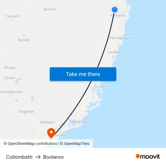 Collombatti to Boolaroo map