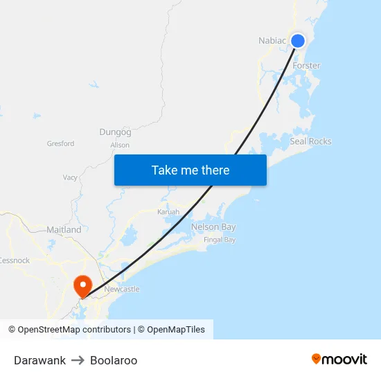 Darawank to Boolaroo map