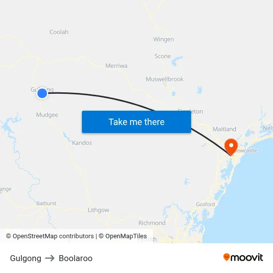 Gulgong to Boolaroo map