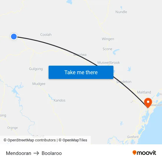 Mendooran to Boolaroo map