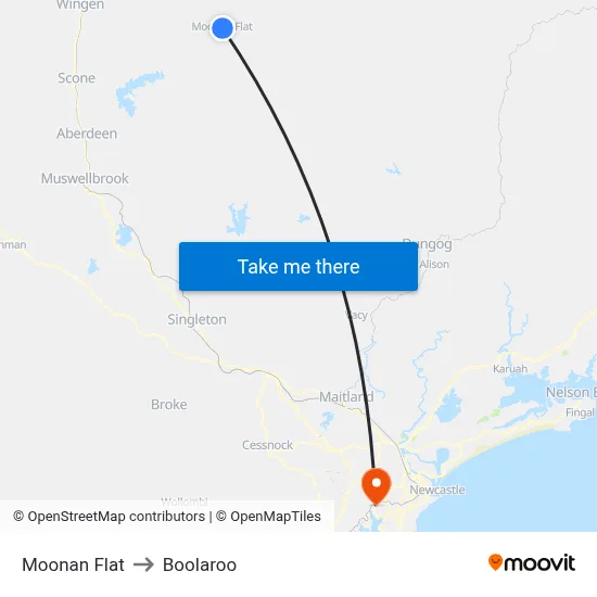Moonan Flat to Boolaroo map