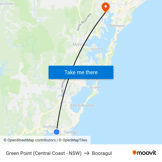 Green Point (Central Coast - NSW) to Booragul map