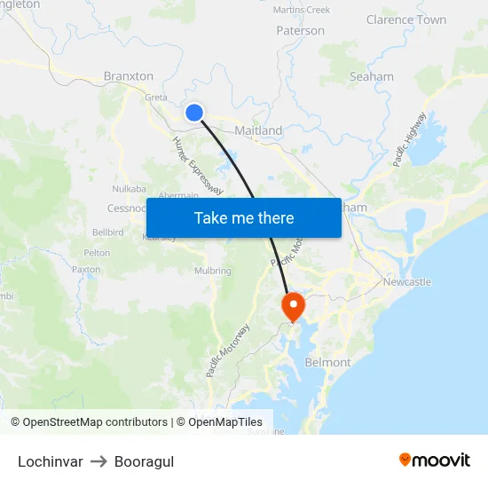 Lochinvar to Booragul map