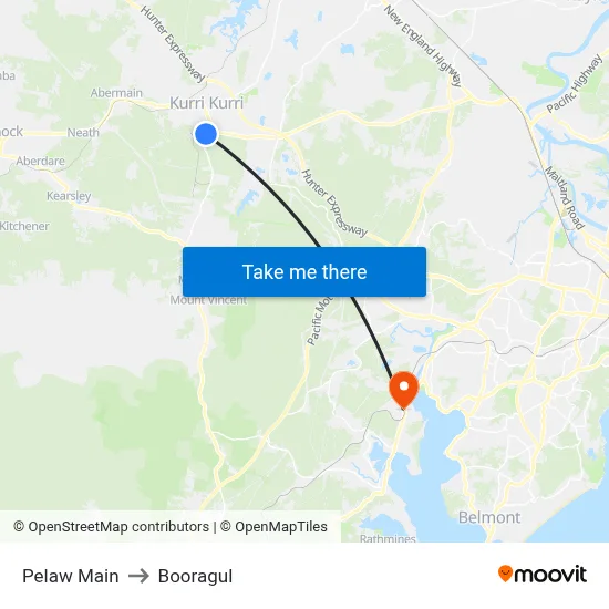 Pelaw Main to Booragul map