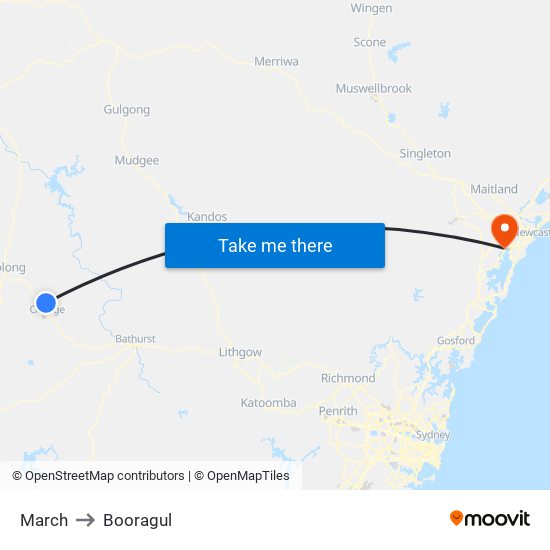 March to Booragul map