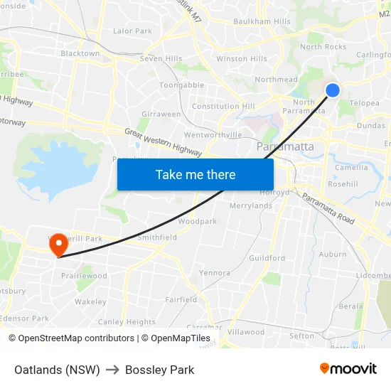 Oatlands (NSW) to Bossley Park map