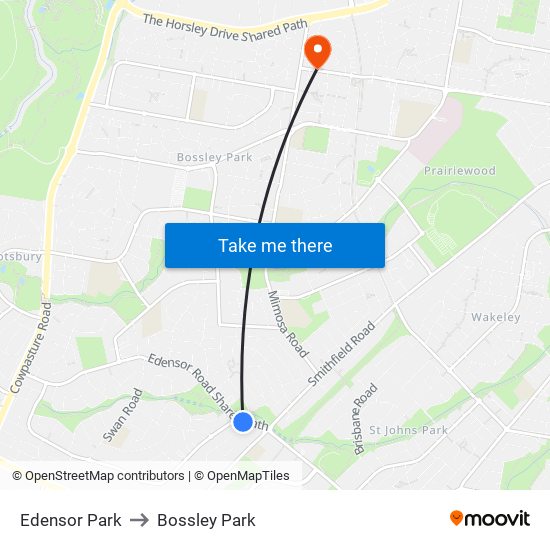 Edensor Park to Bossley Park map