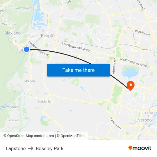 Lapstone to Bossley Park map